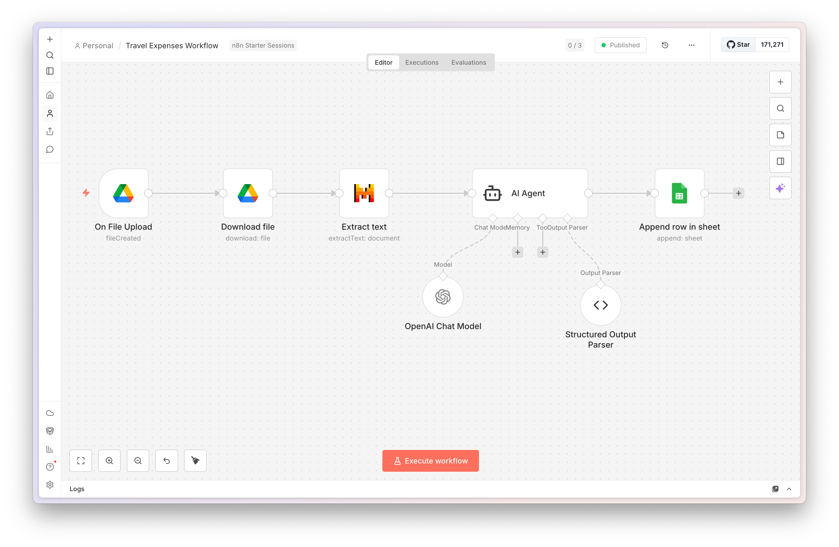 Invoice processing automation workflow showing document flow and exception handling